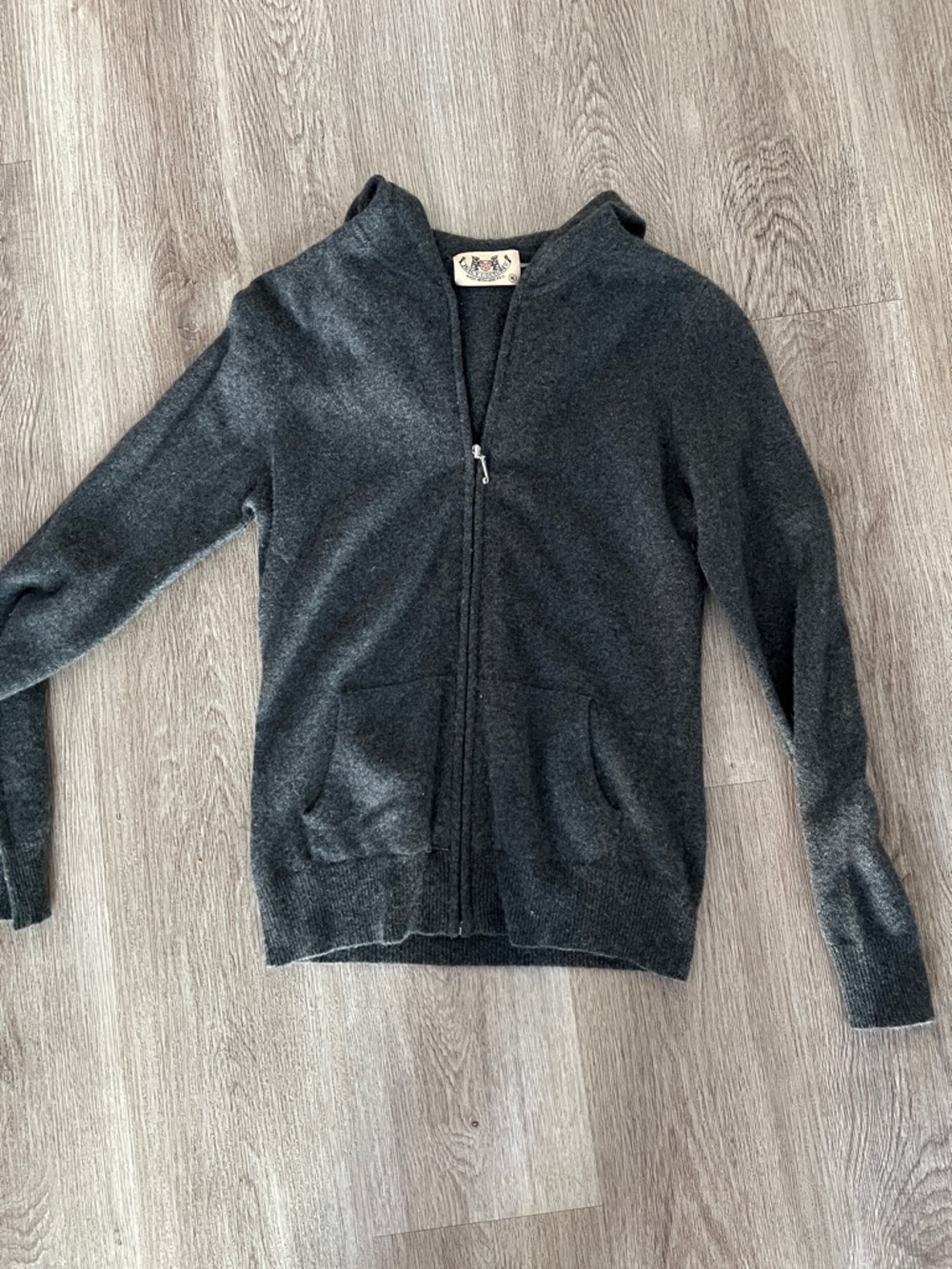 Juicy cashmere Charcoal Zip-Up Hooded Sweater